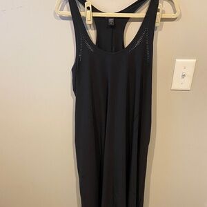 Athleta Black Presidio Laser Cut Asymmetrical Dress- size small, EUC